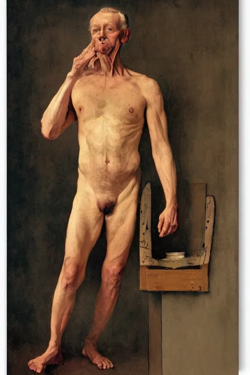 Prompt: body portrait of al parker, colour painting by norman rockwell, guidi prime background by carl spitzweg