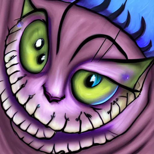 Prompt: Cheshire cat, digital painting