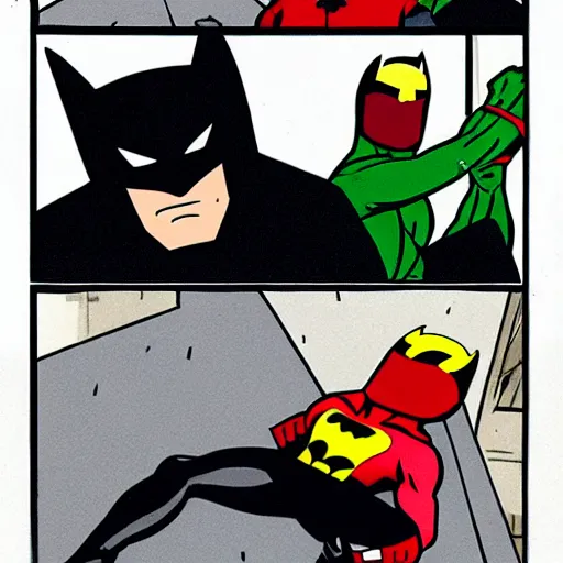 Image similar to daredevil and batman playing videogame