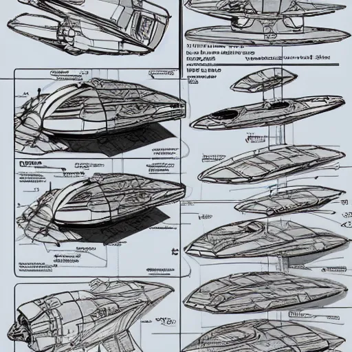 Image similar to sketches of spaceship, full page, technical, detailed