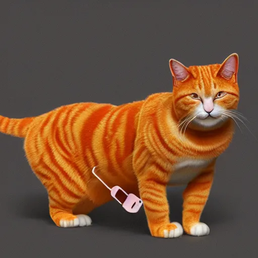 Prompt: an orange tabby cat with electronic parts attached, artstation, concept art, smooth, sharp focus, illustration, highly detailed