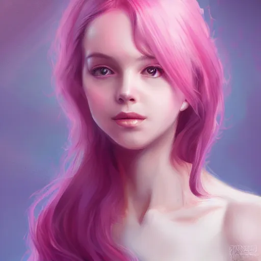 Image similar to teen girl, full body portrait, pink hair, gorgeous, amazing, elegant, intricate, highly detailed, digital painting, artstation, concept art, sharp focus, illustration, art by Ross tran