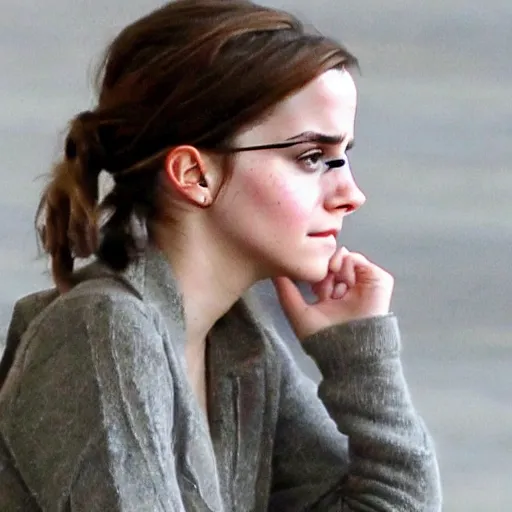 Prompt: emma watson with 4 eyes, 4 ears, 2 mouths