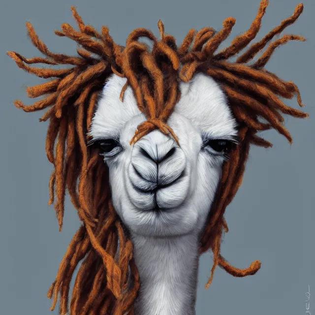 Image similar to llama with dreadlocks, by mandy jurgens, james jean