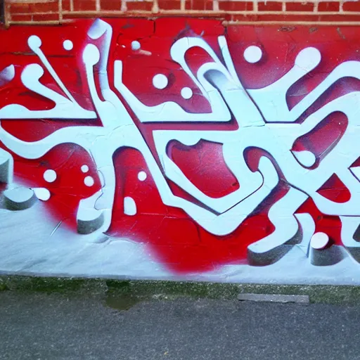 Image similar to abstract intricate 3 d fidenza red white ice style graffiti