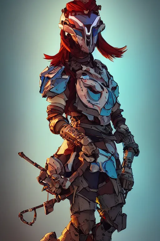 Image similar to combination suit armor aloy horizon forbidden west horizon zero dawn robot ninja mask helmet backpack tribal, art gta 5 comics, official fanart behance hd artstation by jesper ejsing, by rhads, makoto shinkai and lois van baarle, ilya kuvshinov, ossdraws radiating a glowing aura cgi rtx 2 0 2 2