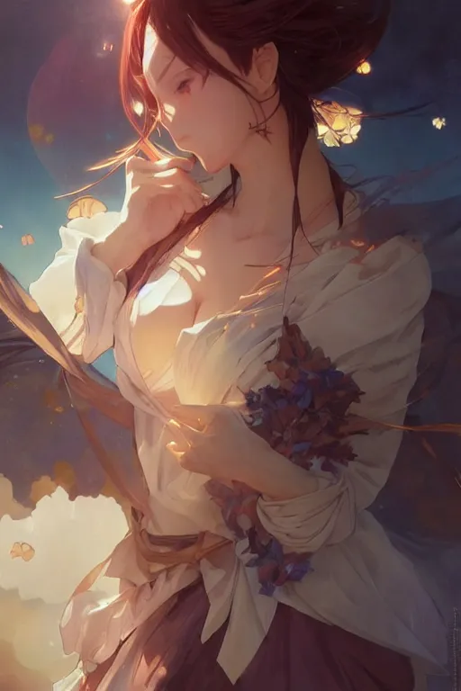 Image similar to anime key visual of a beautiful female, stunning, highly detailed, digital painting, artstation, smooth, hard focus, illustration, art by artgerm and greg rutkowski and alphonse mucha