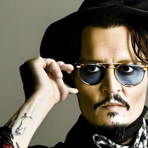 Prompt: Johnny Depp, self portrait