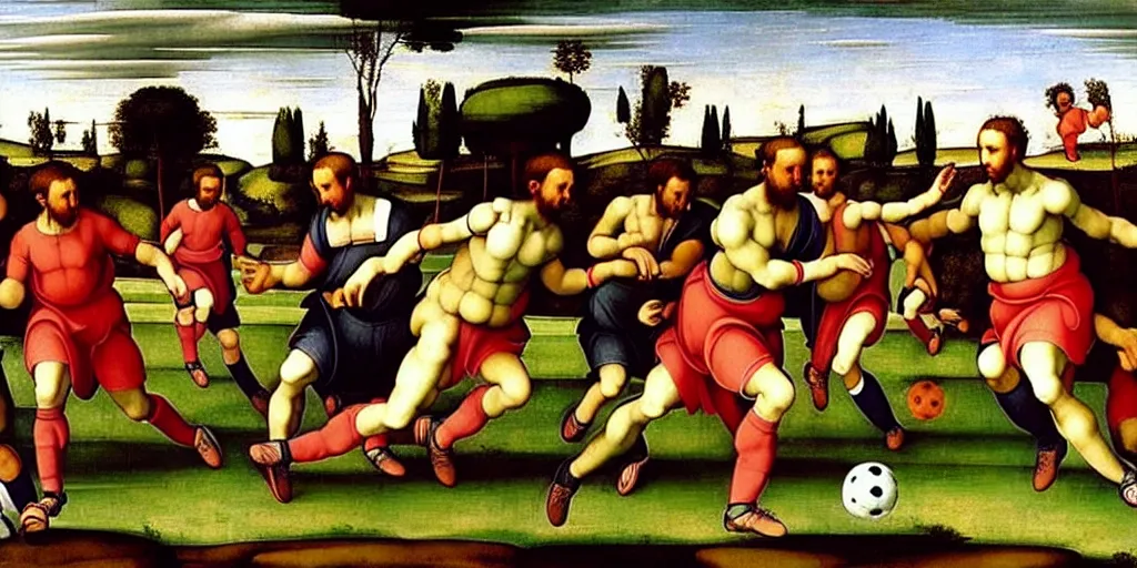 “people in ancient greece playing soccer in a grass | Stable Diffusion ...