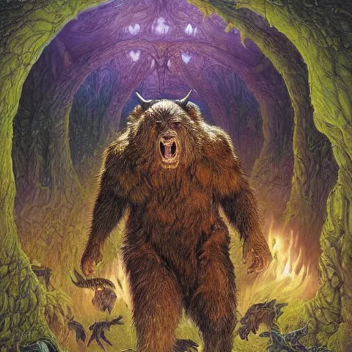 Image similar to huge mucsular feral man Beorn the shapeshifter by Mark Brooks, Donato Giancola, Victor Nizovtsev, Scarlett Hooft, Graafland, Chris Moore