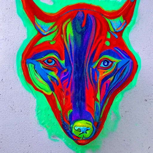 Image similar to painting of a psychedelic animal sculpture