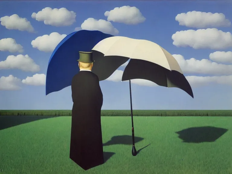 Image similar to umbrella, painting by rene magritte, centered, high detail, high resolution