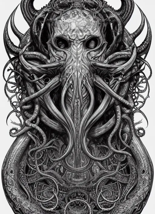 Prompt: an intricate detailed complex pencil drawing of cthulhu, lovecraftian, contrast atmosphere, majestic, symmetrical face, artgerm, dark mist, portrait, detailed monochrome, featured on artstation hd, detalied complex of monster illustration, character design art, border and embellishments dslr, hyperreal by alphonse mucha
