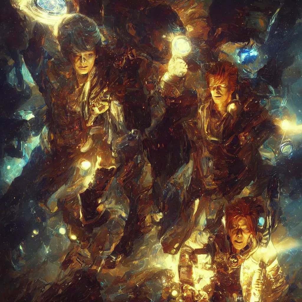 Image similar to david bowie as doctor who, radiant light, caustics, heroic, bright iridescent light, by gaston bussiere, bayard wu, greg rutkowski, maxim verehin