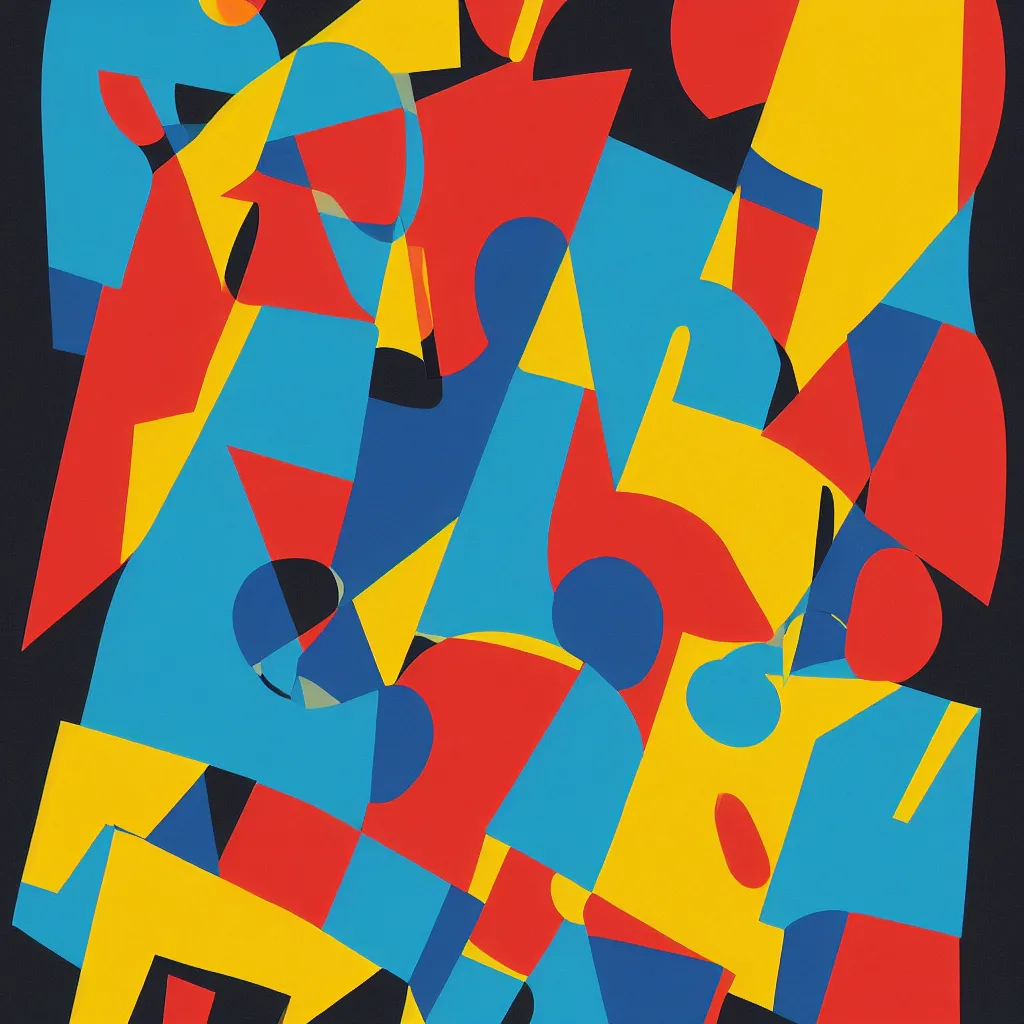 Image similar to mgbdlln jazz summer festival poster, modern digital art, minimalism, cubism