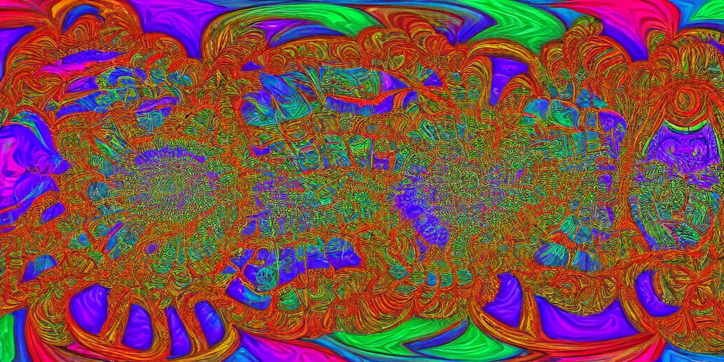 Image similar to equirectangular 3 6 0 render of psychedelic experience, intricate fractal detail, incredibly beautiful