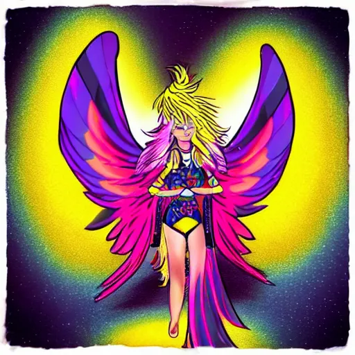 Prompt: “lisa frank starscream”