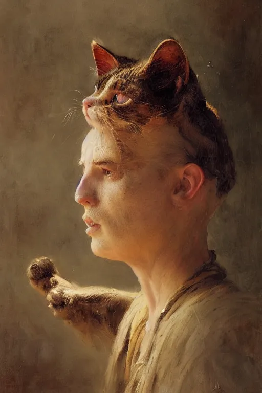 Image similar to a portrait of a cat dressed as a cook, high detail, cleary see face, by gaston bussiere, bayard wu, greg rutkowski, odd nerdrum, maxim verehin, dan dos santos, masterpiece, sharp focus, cinematic lightning