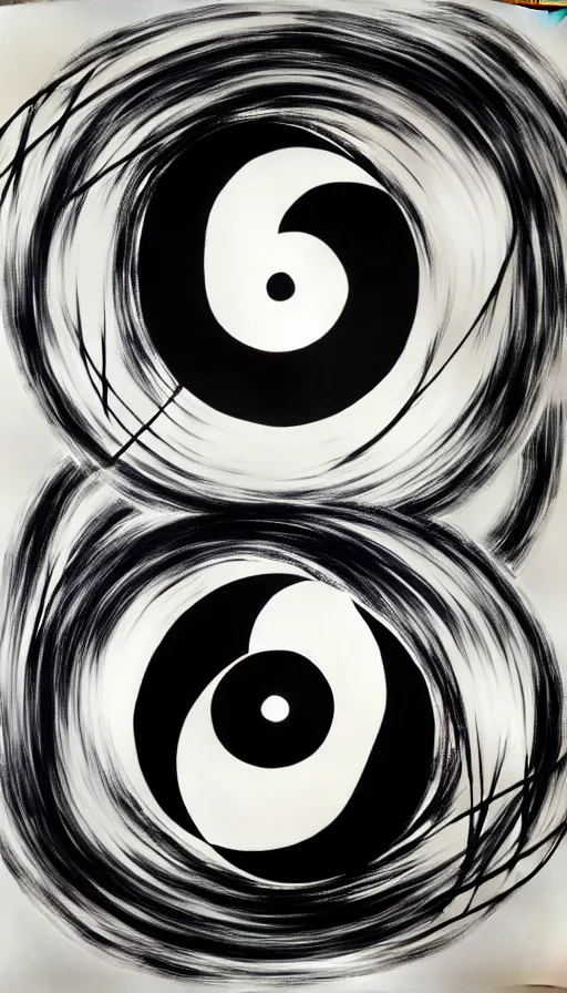 Image similar to Abstract representation of ying Yang concept, by Zeng Fanzhi