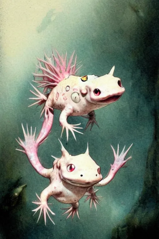 Prompt: ( ( ( ( ( axolotl pokemon. muted colors. ) ) ) ) ) by jean - baptiste monge!!!!!!!!!!!!!!!!!!!!!!!!!!!