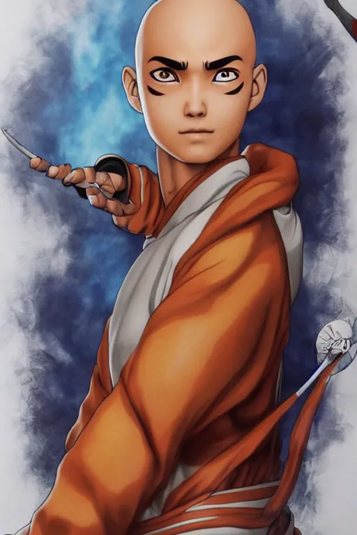 Image similar to aang from avatar the last airbender by artgerm, photorealistic, intricate detail