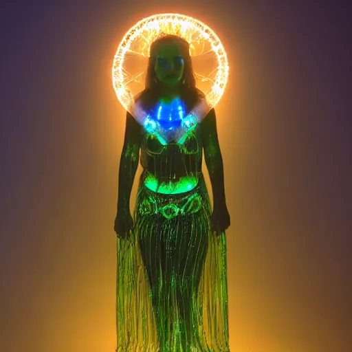 Image similar to a bioluminescent goddess