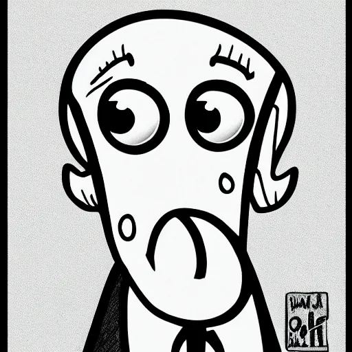 Image similar to handsome squidward, cartoon network style, portrait