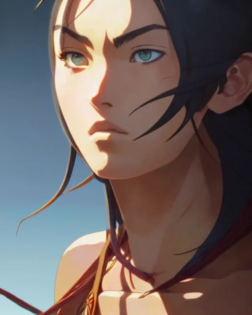 Prompt: azctec warrior, megan fox, detailed perfect face, exquisite details, fire magic, full view, by studio muti, greg rutkowski makoto shinkai takashi takeuchi studio ghibli