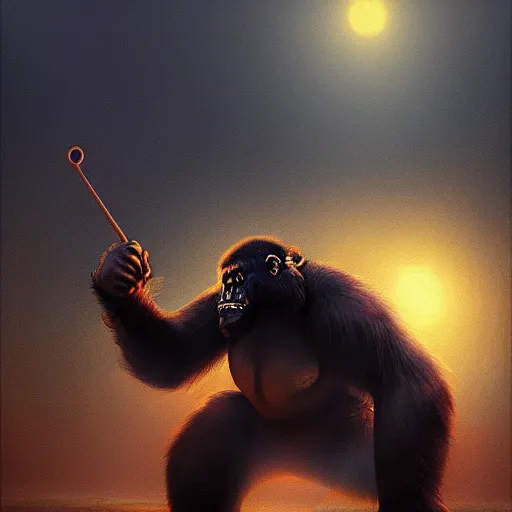 Prompt: UHD photorealistic Cosmic King Kong playing drums, trending on artstation, in the style of tonalism by Greg Rutkowski and Albert Bierstadt