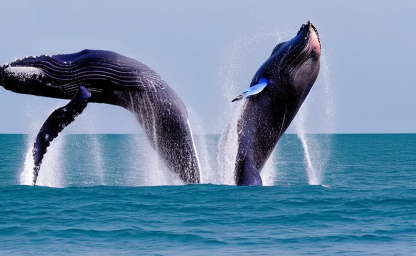 Image similar to whales jumping into sand dunes, photography