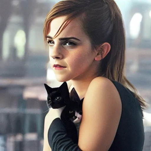 Prompt: Emma Watson as a cat woman