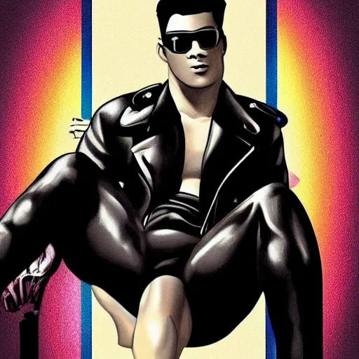 Image similar to lgbt art, tom of finland style, art in 4 k, high quality, van darkholme,