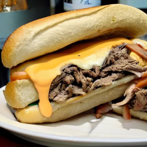 Prompt: A Philly cheese steak sandwich