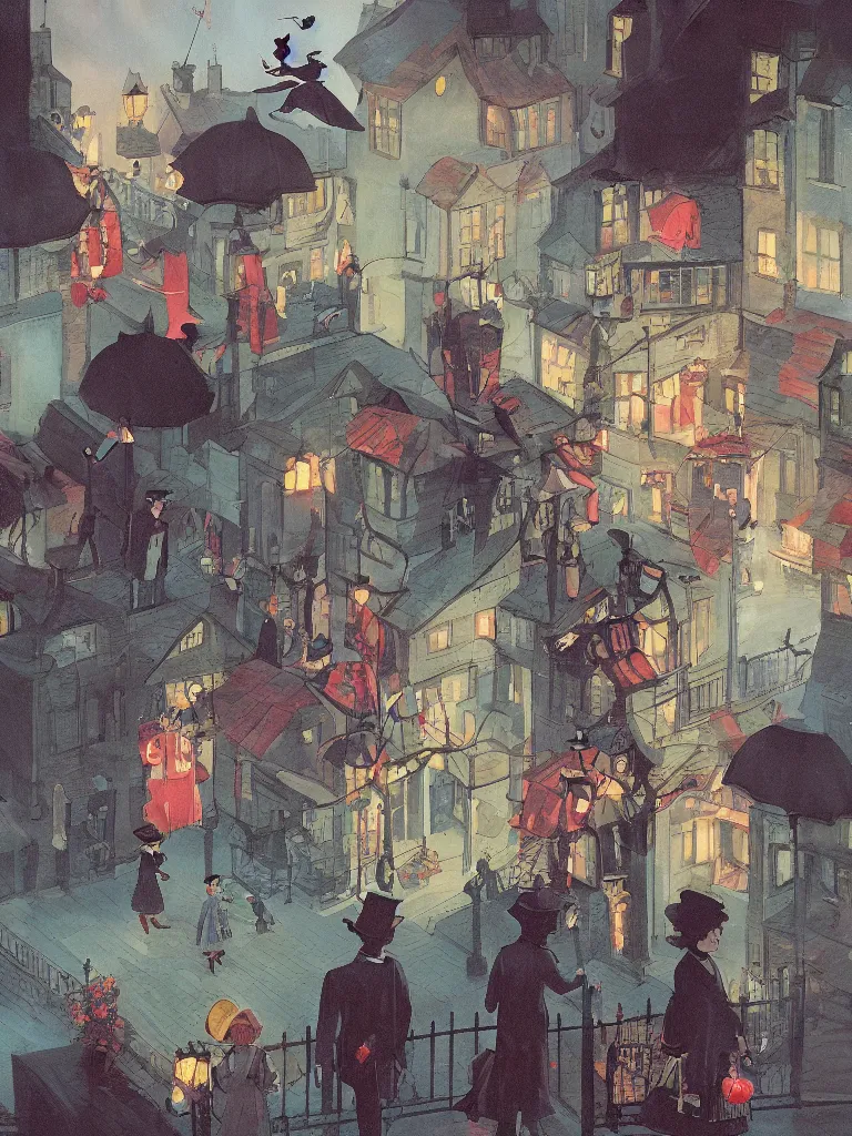 Image similar to mary poppins by disney concept artists, blunt borders, rule of thirds