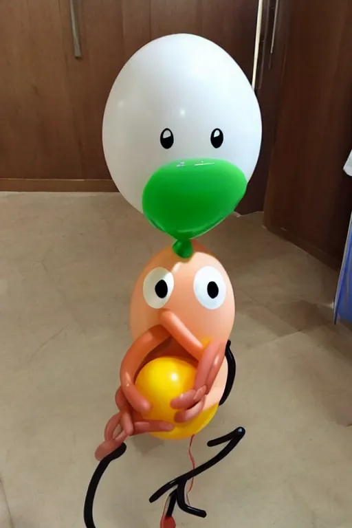 Image similar to 🥚 shaped balloon with long arms grabing the 🧺, cartoon style, well shaded, smooth, pixar