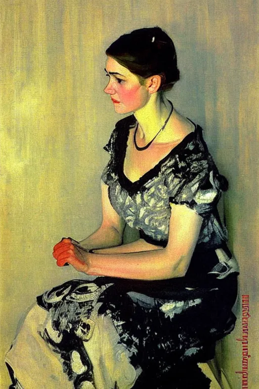 Image similar to lady, painting by serov