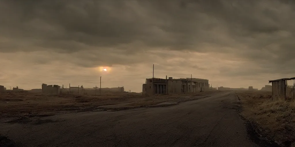 Prompt: a film still landscape by roger deakins - an abandoned city, 3 5 mm lens, early morning, dramatic lighting, cinematography, cinematic, global illumination, highly detailed, photorealistic