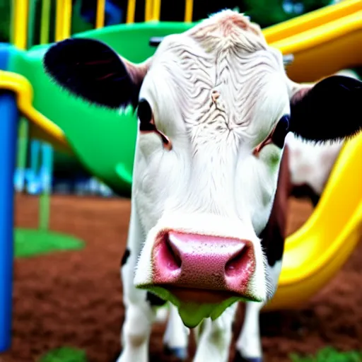 Image similar to cow on the playground, photo