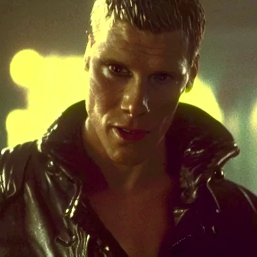 Prompt: Live Action Still of Jerma in Blade Runner (1982), real life, hyperrealistic, ultra realistic, realistic, highly detailed, epic, HD quality, 8k resolution, body and headshot, film still