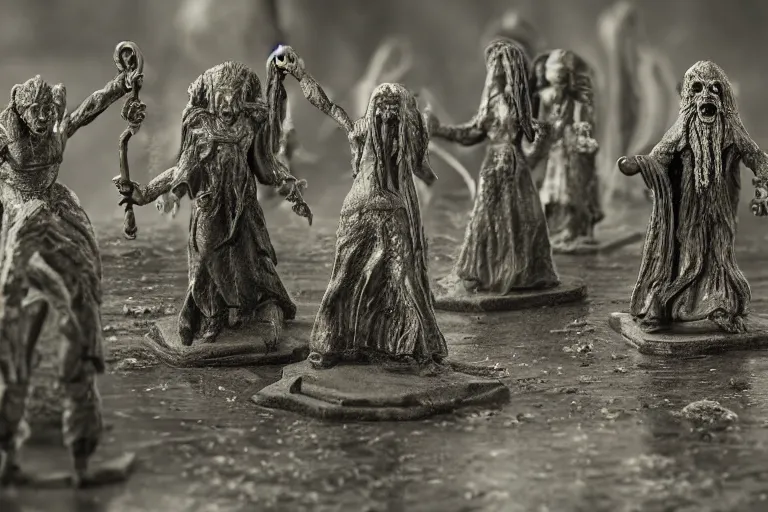 Image similar to a miniature figurine of lovecraft's elder gods, detailed, tilt shift, product photography