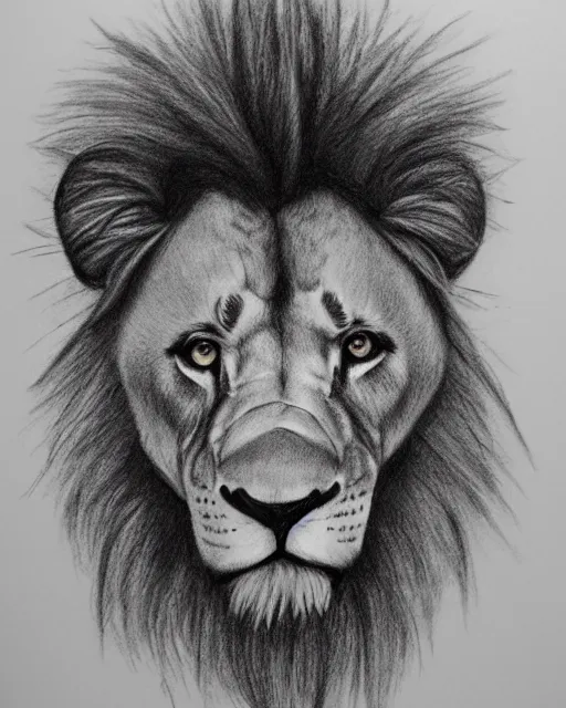 Image similar to pencil drawing of a lion wearing a hoodie