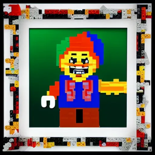 Prompt: chuckie finster made of legos