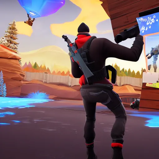 Image similar to vladimir putin as fortnite character, gameplay screenshot