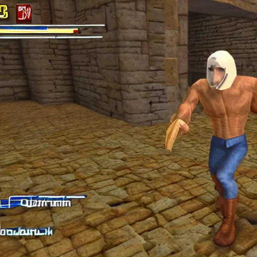Prompt: quaker oat man in the video game quake