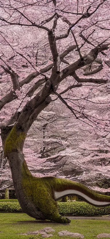 Image similar to “ a portrait photo of tyrannosaurus as little kid at a sakura tree, side shot, by shunji dodo, 8 k resolution, black and white photo, high quality ”