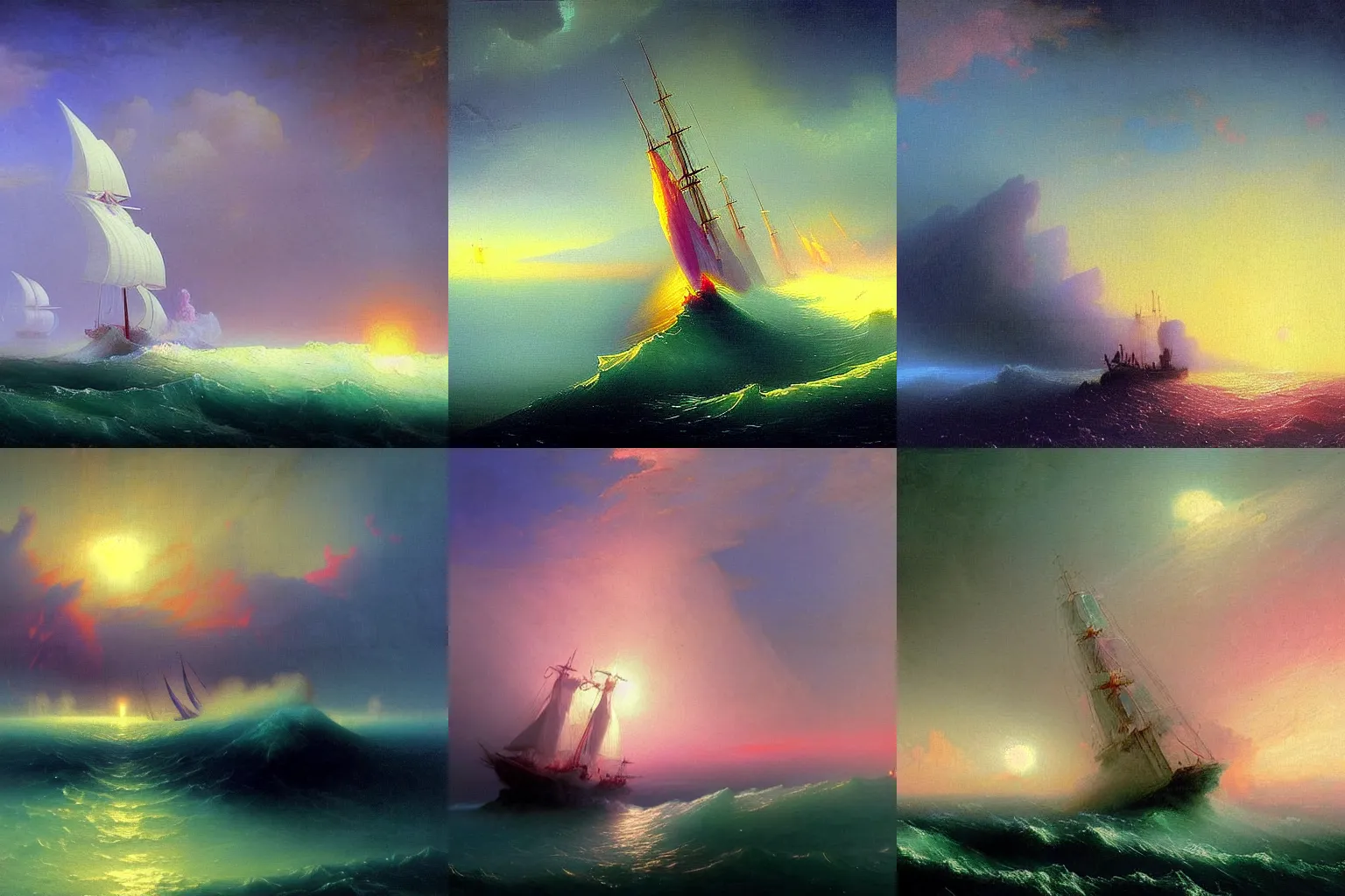 Prompt: Synthwave art by Ivan Aivazovsky