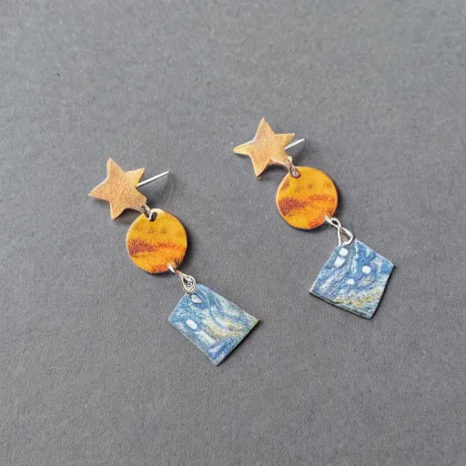 Prompt: product photo of starry night earrings