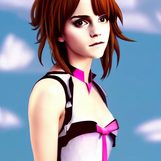 Image similar to 3 d photo of emma watson cosplaying as an anime catgirl, bokeh, shader, anime art style, highly detailed, cel - shaded, colorful, animated, trending