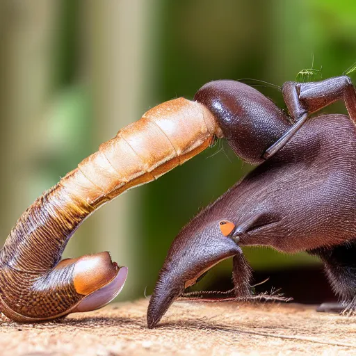 Prompt: a giant ant eating an anteater