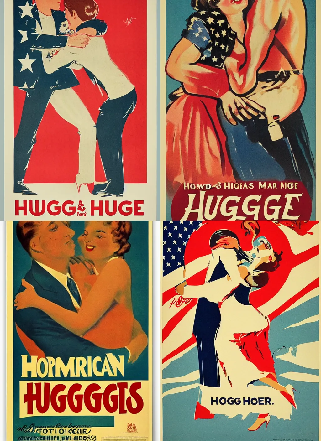 Prompt: vintage american poster promoting hugs, by j. howard miller,